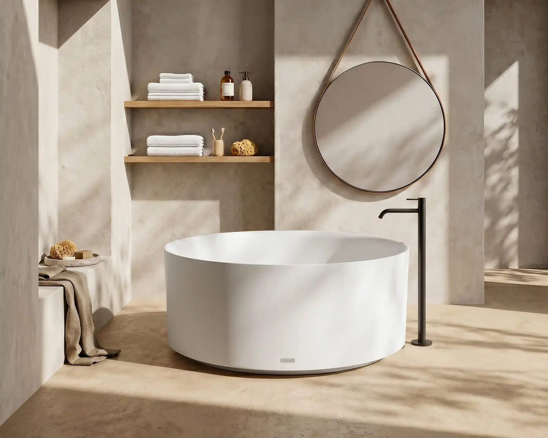 Vasque en GFRC dans une salle de bains