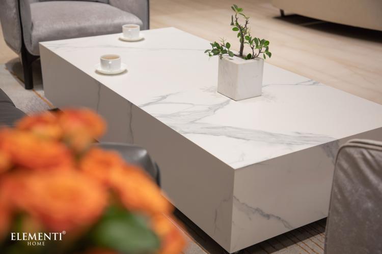 Preview: BIANCO mesa de centro rectangular de la serie de mármol porcelánico