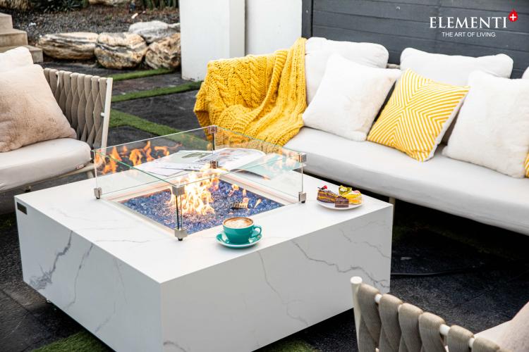 BIANCO Marble Porcelain Fire Table