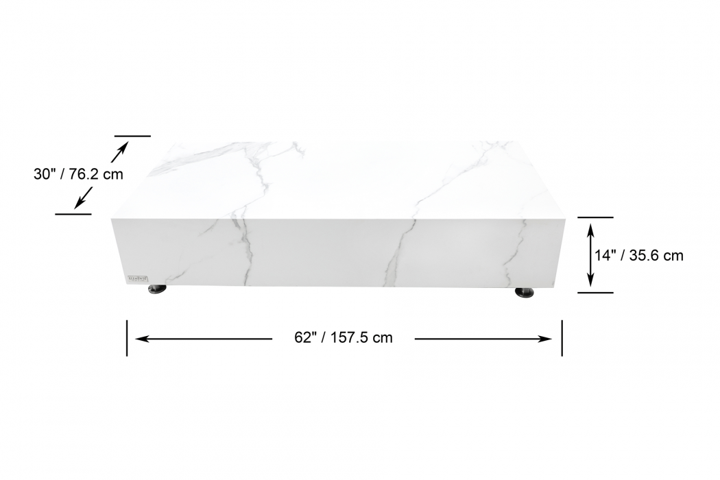 BIANCO mesa de centro rectangular de la serie de mármol porcelánico