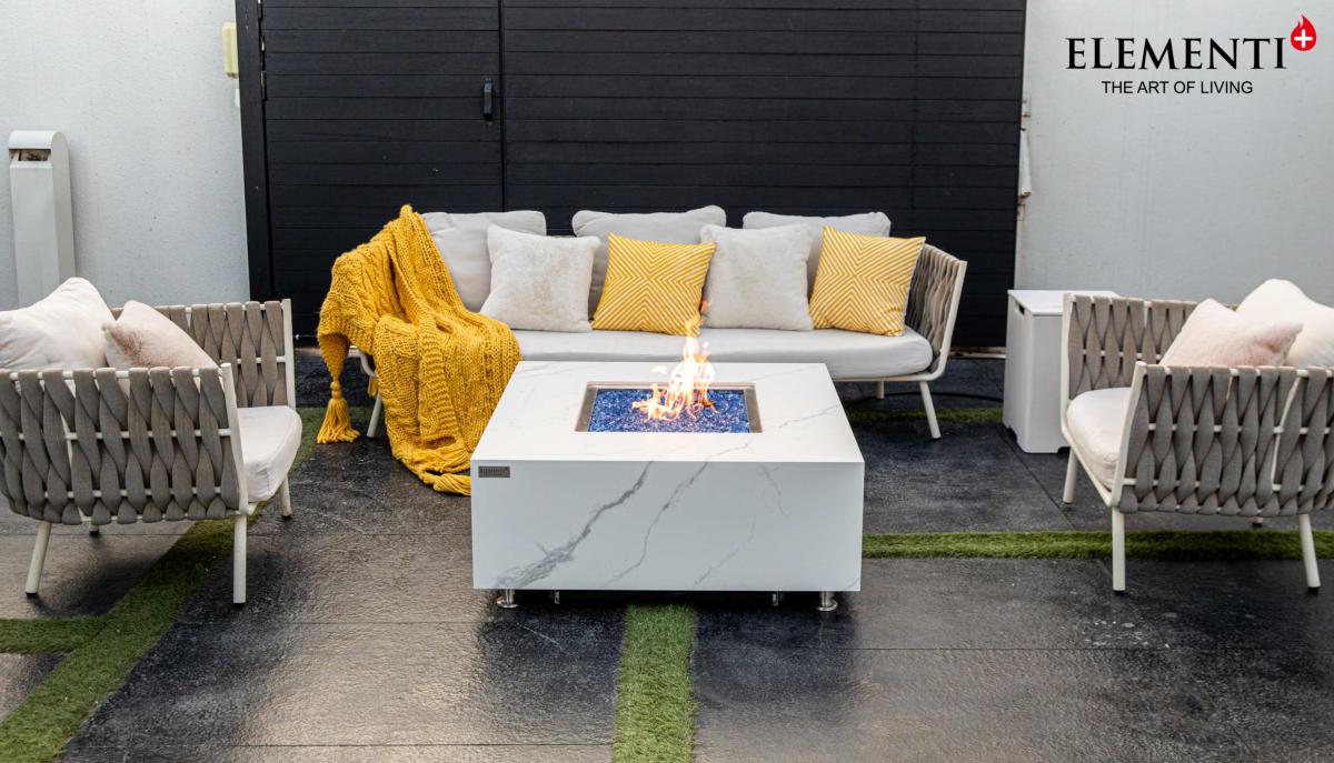 BIANCO Marble Porcelain Fire Table